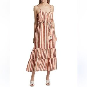 Marie Oliver Kinley Linen-Blend stripped dress size M NWT